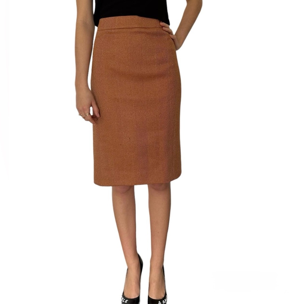 Christian Dior Vintage Pencil Skirt Boutique Couture Tweed Herringbone wool silk
